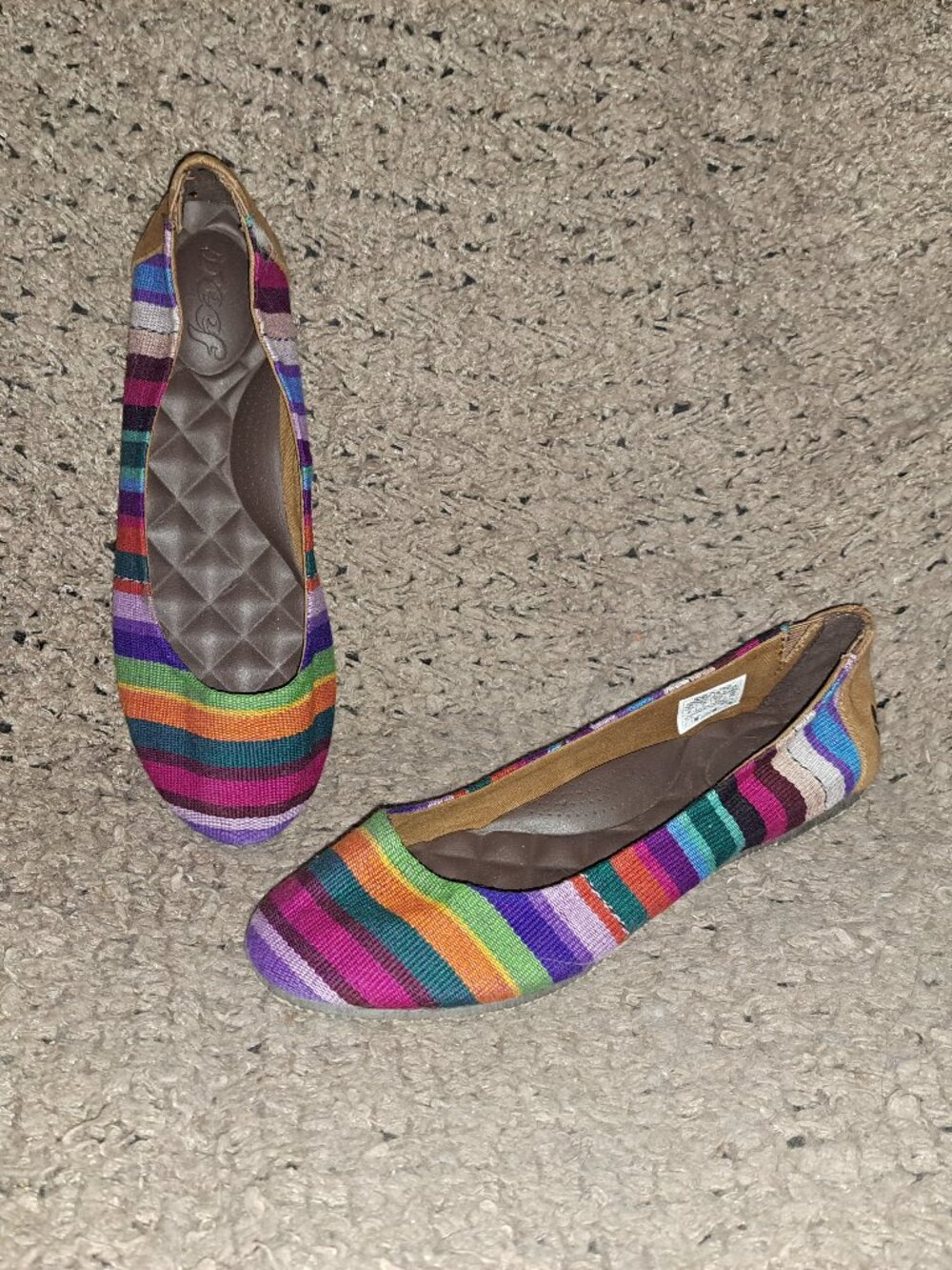 REEF-Rainbow Stripe Ballet Flats-Woven Fabric Shoes-Size 9-NEW